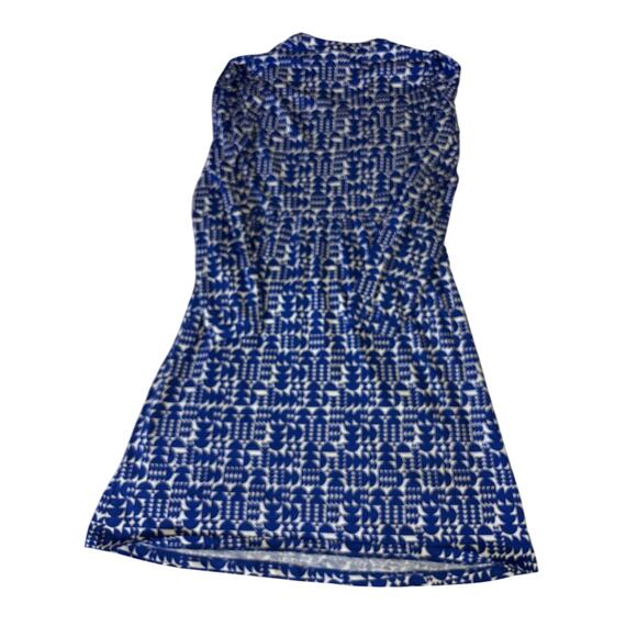 NWT Boden Naomi Relaxed Jersey Dress sapphire blue, white geometric pop print 6R - Picture 7 of 7
